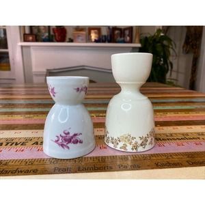Vintage Porcelain Egg Cups French Country Farmhouse | Set of 2